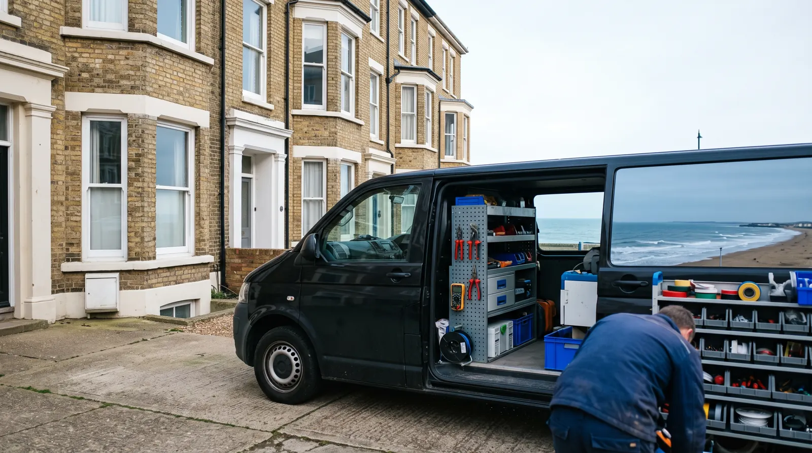Electrician arriving at a home in Margate