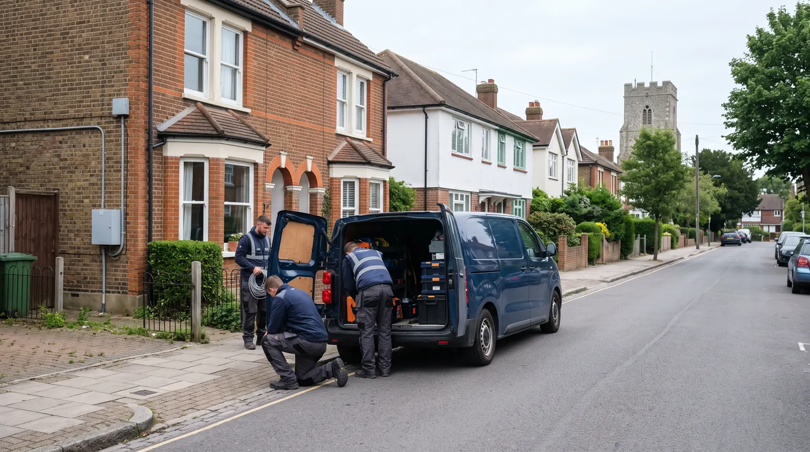 Residential street of Victorian and 1930s houses in Kent